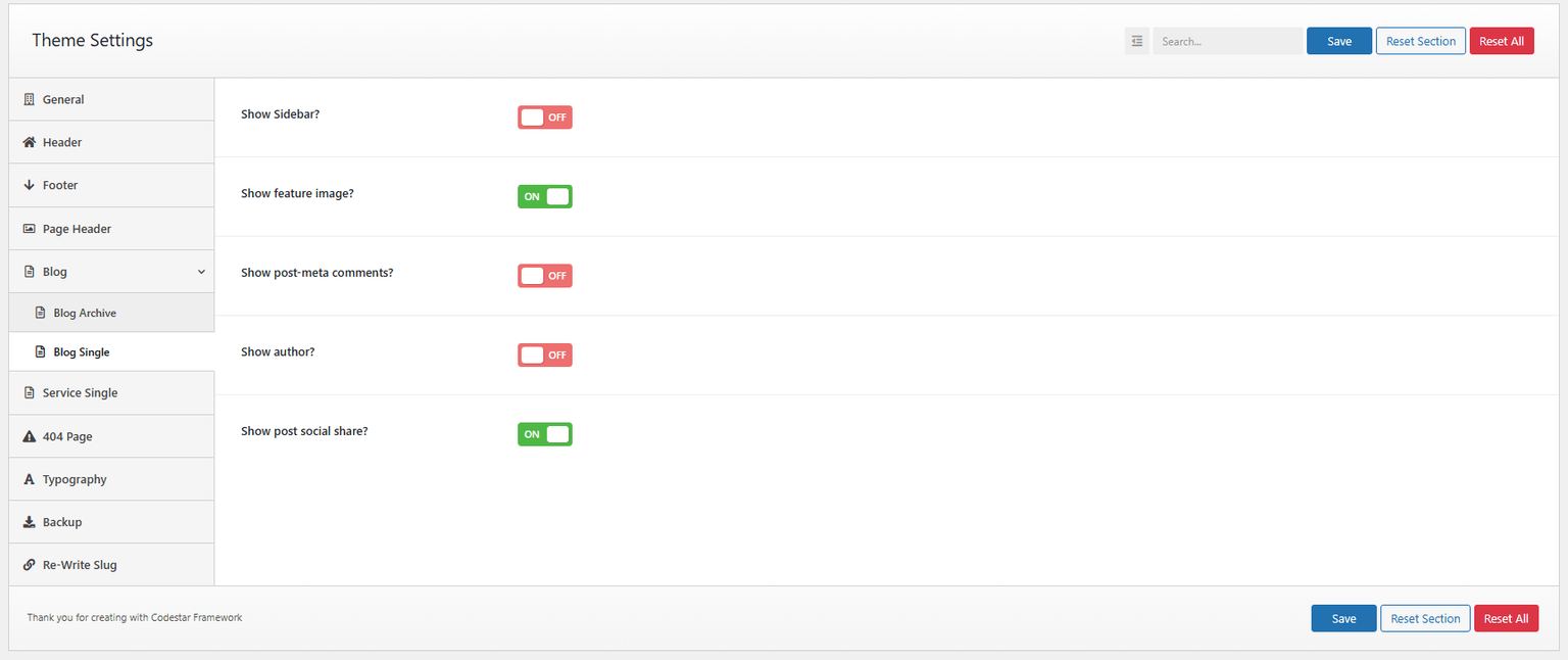 Blog Single Settings Blog Single Settings