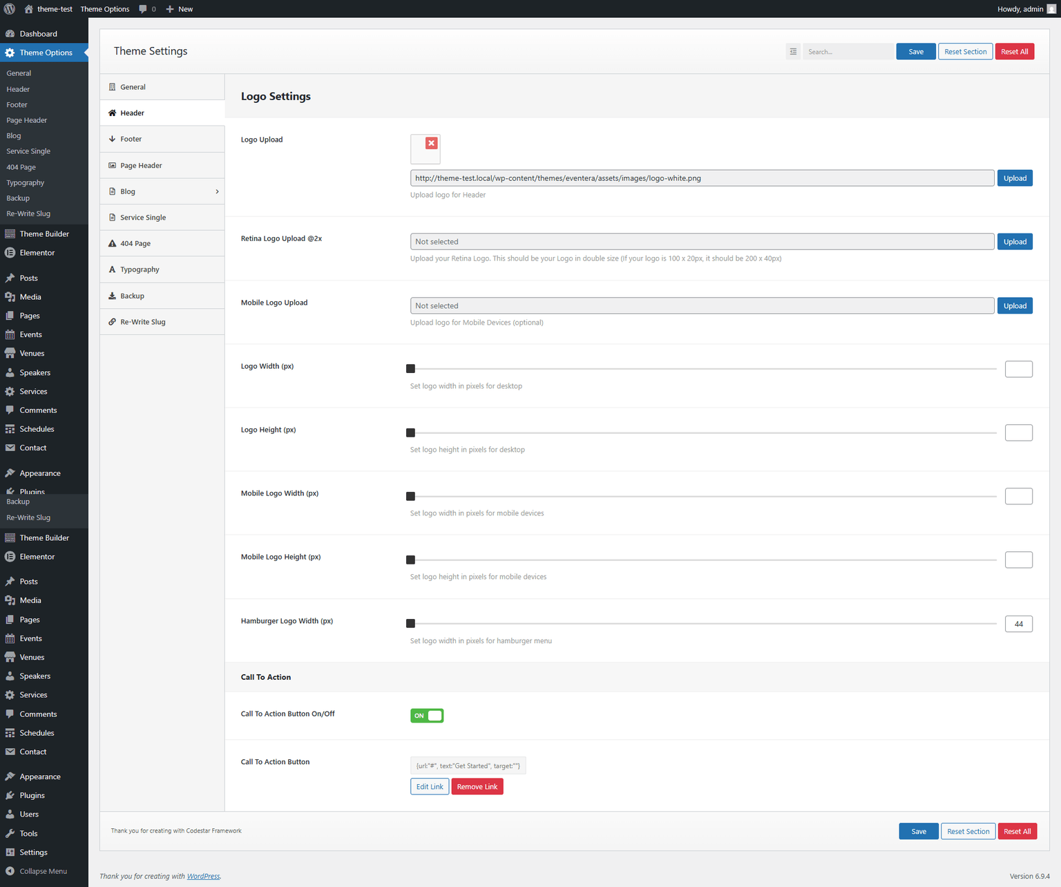 Header Settings Header Settings
